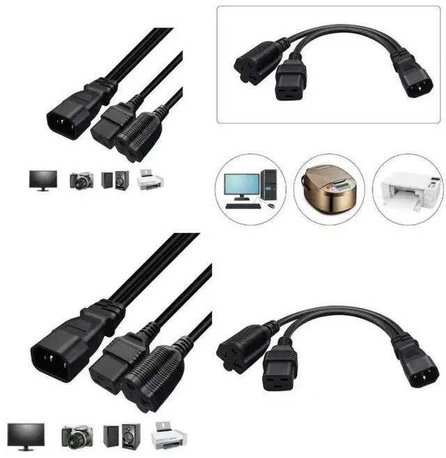 Main image of FOR IEC320-C14 Male to Nema 5-20R+IEC320C19 Female Power Supply Converter Cable Cord