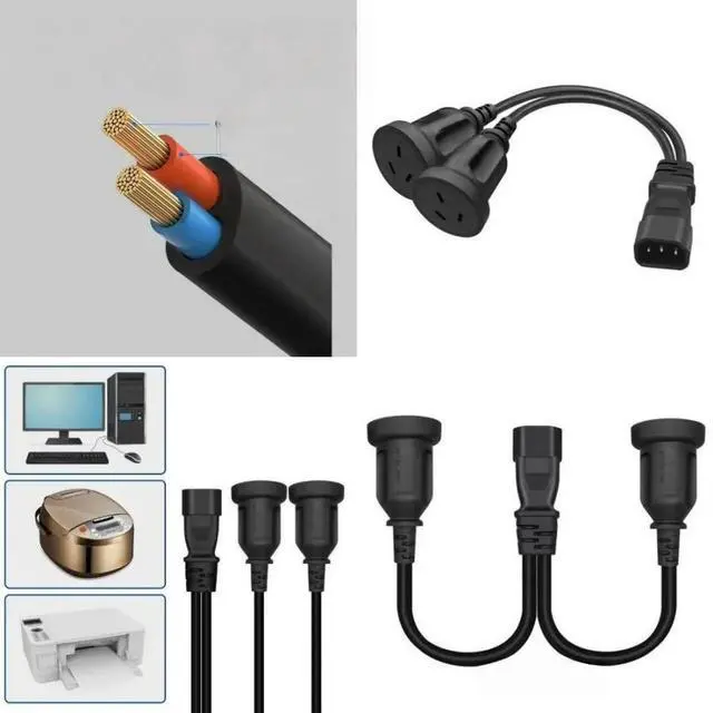 Main image of FOR IEC320 C14 to Power Plug Cable IEC320 C14 Male to 2 Female Adapter Cable Power Adapter C14 to Australian Adapter