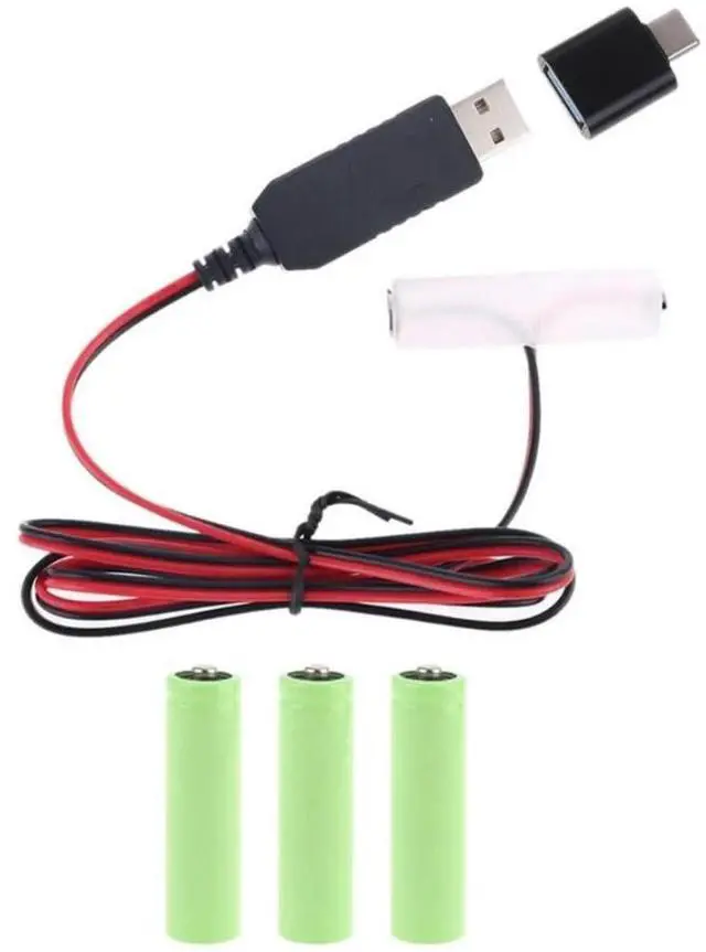 Main image of FOR AA Dummy-Batteries Adapter Detachable USB Power Supply Cable Cord Replacement 1 to 4pcs AA for LED Remotes