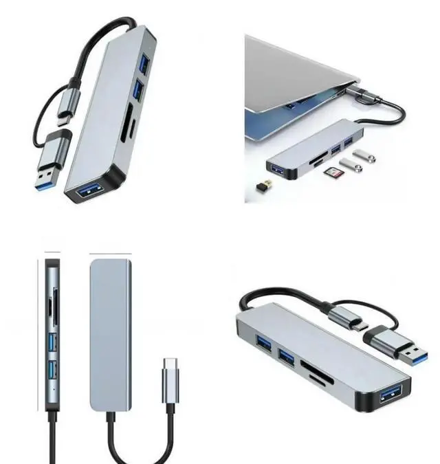 Main image of FOR Speed 5 in 1 Aluminum USB Hub Speed USB Hub Upgrades for Multiple Device Connection & File Transfers