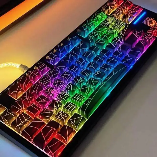 Main image of FOR PBT Mechanical Keyboards Keycaps With Spiders Web Aesthetic for 61/64/68Keyboard