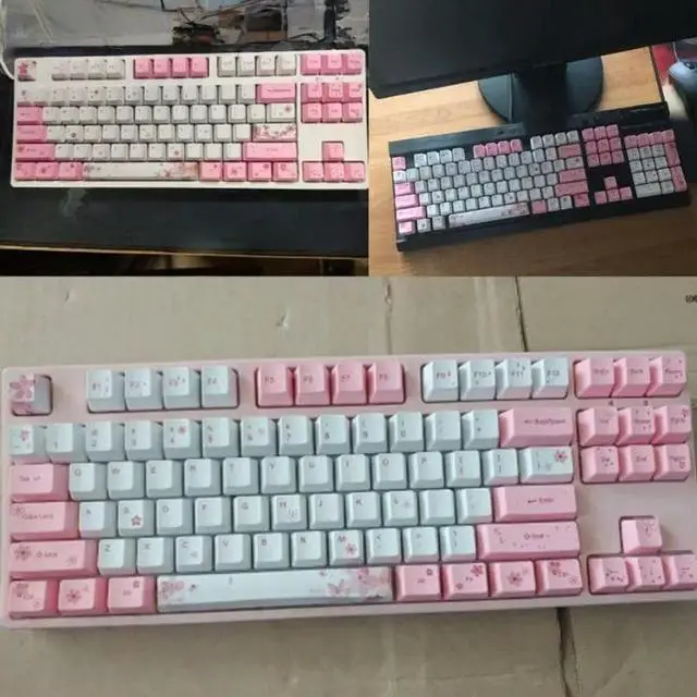 Main image of FOR 104+9Keys Set Profile Keycaps PBT Dye Sublimation Keycaps for Kailh Cherry MX Switches Cherry Blossom