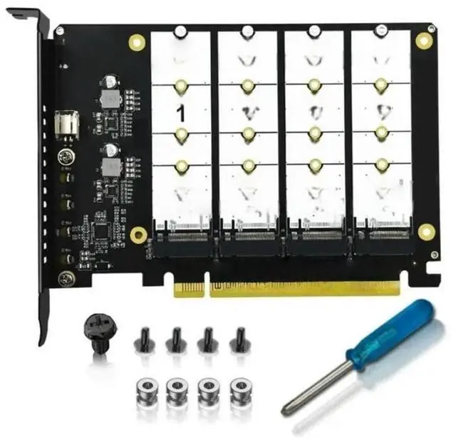 Main image of FOR 4 Slot M.2 SSDs to PCIE x16 Converter for Fast Data Transfer No Speed Loss