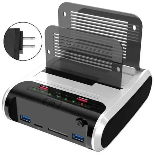 Main image of FOR USB3.0 To 2 Bay Lamp Effect Hard Disk 2.5/3.5inch Hard Drive Enclosure Docking Station Clones HDD