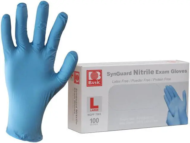 Alt view image 2 of 2 - SynGuard™ Powder-Free Nitrile Exam Gloves, 100 gloves/ box,  FDA, ASTM D-6319, Blue, Local Seller