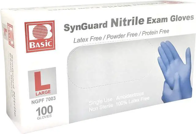Main image of SynGuard™ Powder-Free Nitrile Exam Gloves, 100 gloves/ box,  FDA, ASTM D-6319, Blue, Local Seller