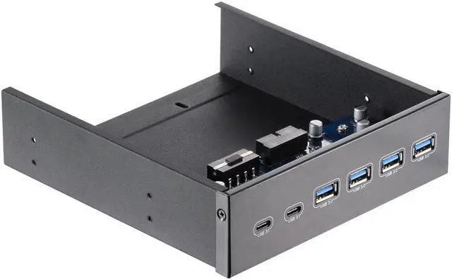 Alt view image 2 of 8 - 5.25" Front Bay USB HUB 2-Port USB 3.1 & 4-Port USB 3.0 High Speed 5Gbps USB Hub Front Panel Computer Case Optical Drive Bay Converter Hub