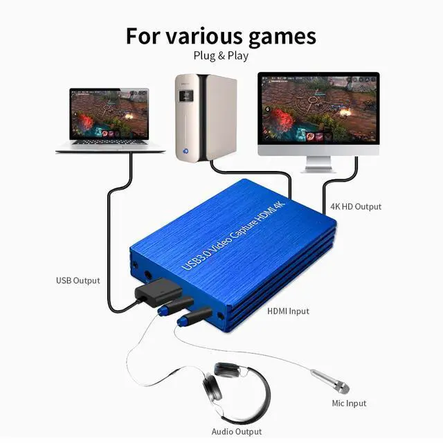 Alt view image 5 of 7 - NK-S300 4K HDMI to USB 3.0 Video Capture Dongle USB3.0 HDMI 1080P 60fps Full HD Video Recorder for Gaming Live Streaming Plug & Play