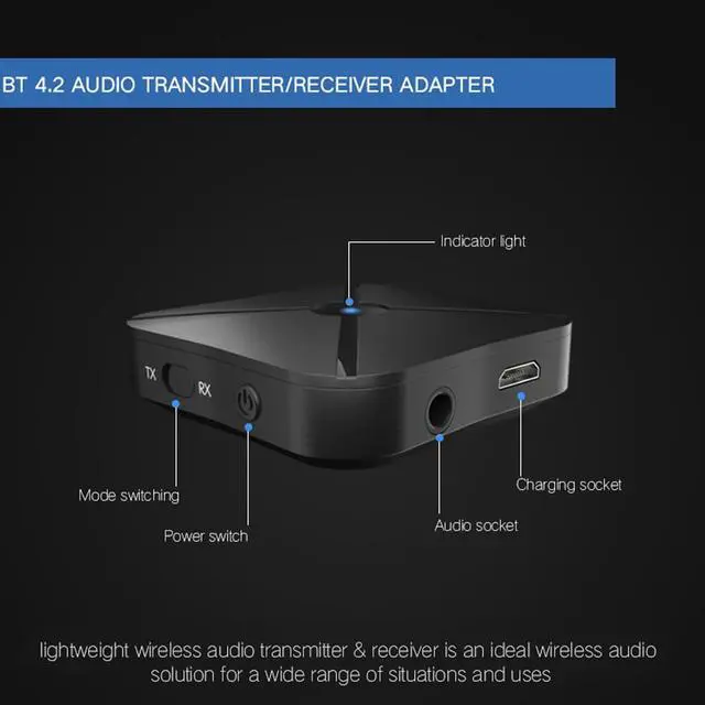 Alt view image 7 of 7 - KN319 2 in 1 Bluetooth Audio Transmitter Receiver Bluetooth Music Adapter 3.5mm AUX for TV Headphones