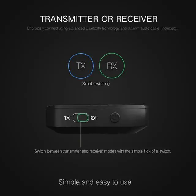 Alt view image 5 of 7 - KN319 2 in 1 Bluetooth Audio Transmitter Receiver Bluetooth Music Adapter 3.5mm AUX for TV Headphones