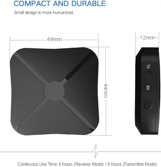 Alt view image 3 of 7 - KN319 2 in 1 Bluetooth Audio Transmitter Receiver Bluetooth Music Adapter 3.5mm AUX for TV Headphones