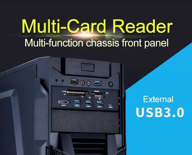 Alt view image 2 of 3 - 3.0 Front Panel Multi-Port PC Front Panel Internal 3.0 eSATA Type-C MD TF SD Card Reader Hub Front Panel