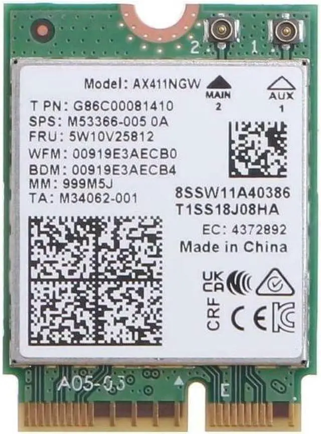 Alt view image 2 of 5 - Intel AX411 Double Connect WiFi 6E (Gig+) CNVio2 Tri Band 2.4/5/6GHz Wireless Adapter AX411NGW 802.11ax 2.4Gbps Bluetooth 5.3 No vPro