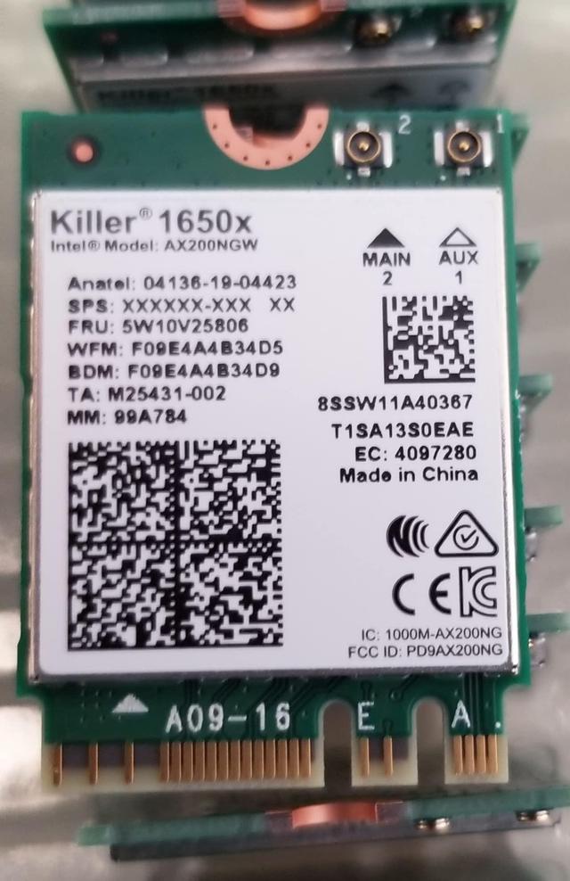 Intel Killer Wi-Fi 6 AX1650x AX200 M.2 2230 Bluetooth 5.2 WiFi Card (Single  Pack) 