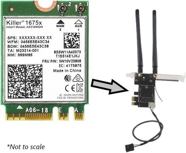 Alt view image 2 of 7 - AX1675x Killer Series Desktop Wi-Fi 6E Kit | 2.4 Gbps | Bluetooth 5.3 Support | PCIe x4 | Tri Band 2.4/5/6 GHz No vPro AX210.NGWG.NVX