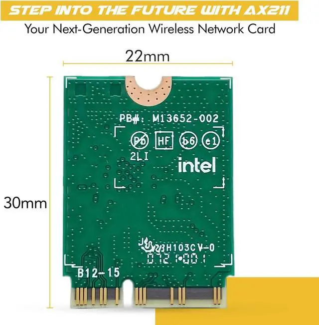 Alt view image 2 of 6 - AX211 WIFI 6E CNVio2 Adapter w/Tri Band 2.4 | 5 | & 6GHz AX211NGW 2.4Gbps 802.11ax Wireless CRF Card Bluetooth 5.3 Compatible No vPro