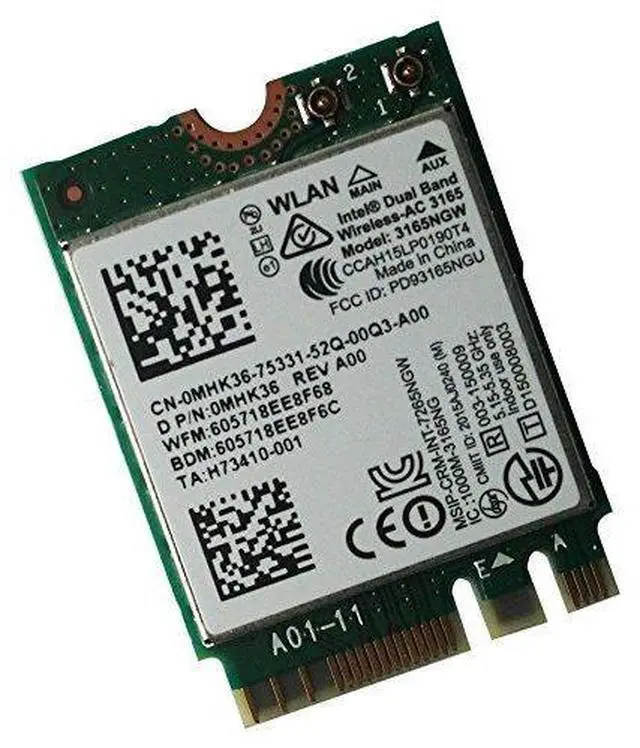 Main image of Intel 3165 3165NGW Dual Band Wireless AC + Bluetooth 4.0 Mini NGFF WIFI Card 802.11AC