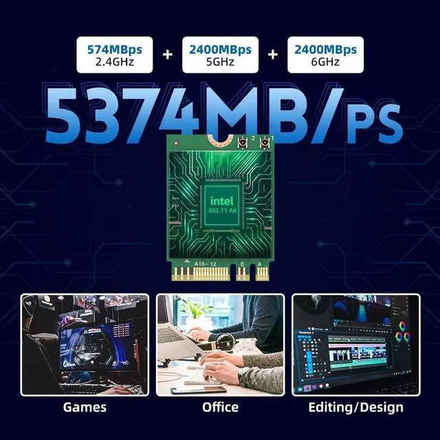 Alt view image 12 of 17 - Intel AX210 IEEE 802.11ax Bluetooth 5.2 Tri Band Wi-Fi/Bluetooth Combo Adapter for Notebook - M.2 - 2.40 Gbit/s - 2.40 GHz ISM - 6 GHz UNII - Internal