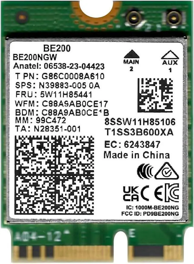 Main image of BE200 Desktop Wi-Fi 7 Kit | Wi-Fi 7 Tri Band 2.4/5/6 GHz | 5.8 Gbps | Bluetooth 5.4 Support | M.2 PCIe | No vPro 802.11BE Wireless Card BE200NGW