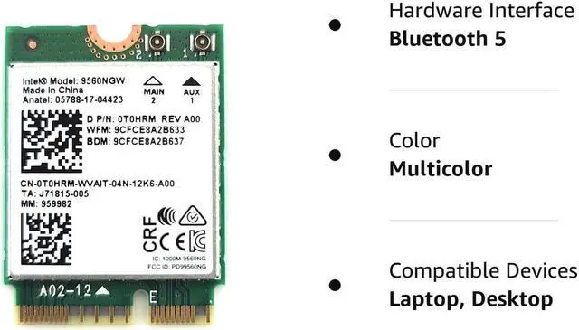 Alt view image 15 of 16 - intel wirelessac 9560, m.2 2230, 2x2 ac+bt, gigabit, no vpro