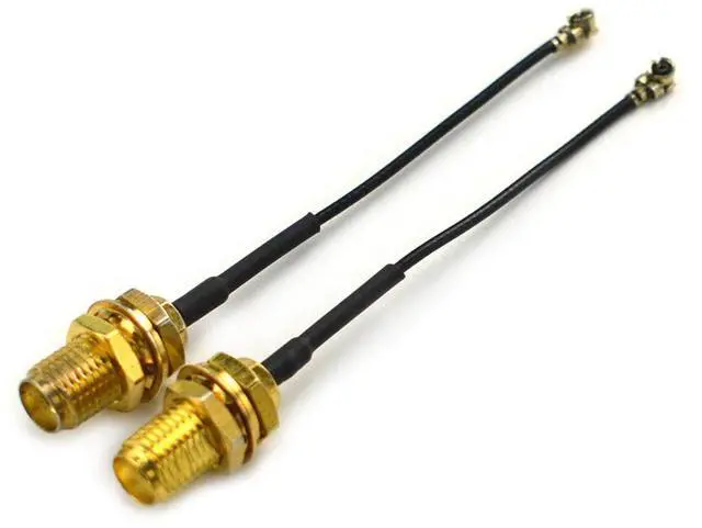 Main image of 2-Pack 1st Generation U.FL to RP-SMA Female RF Antenna Cable Converters | MHF1 Compatible Connectors for Wi-Fi 4/5/6/6e/7 | 2.4GHz/5GHz/6GHz | Mini PCIe WiFi Cards