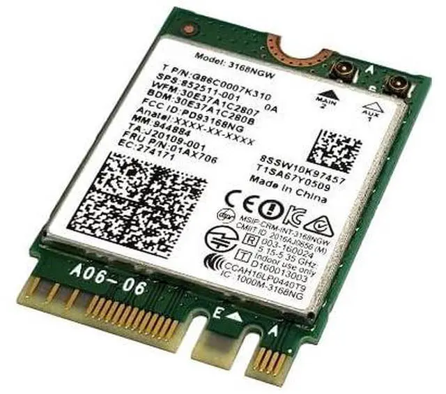 Alt view image 2 of 2 - 3168NGW Intel Dual Band WIRELESS-AC 3168 Bluetooth 4.2 Wifi Card G86C0007K310 Laptop Wireless Cards - Wifi