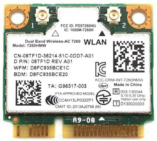Main image of HighZer0 Electronics Wireless-AC 7260 Half Mini PCIe Network Card | 867 Mbps with Bluetooth 4.0 Support | HMC WLAN Replacement Part 7260.HMWG Wi-Fi Card 7260HMW