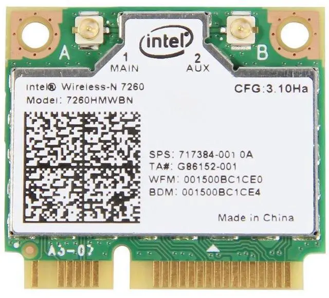 Main image of Intel Dual Band Wireless-AC 7260 7260HMW Half Mini PCIe PCI-Express WLAN WiFi Card Module 802.11 ac/a/b/g/n 867Mbps Bluetooth BT