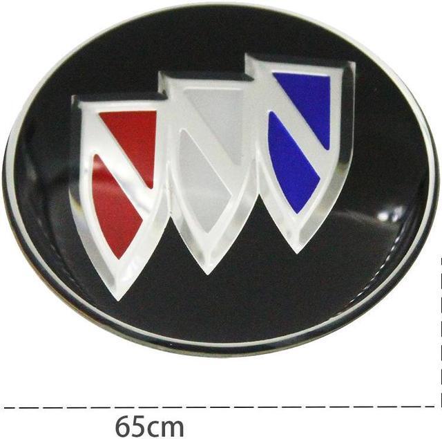 Alt view image 2 of 3 - CHESHUN Set of 4 Domed Black Center Cap Stickers for Buick Hub Rim Badge 65mm