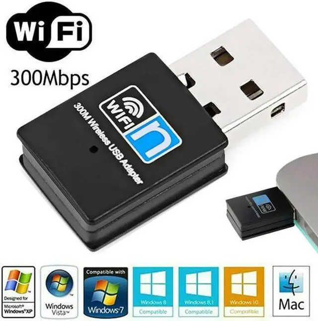 Main image of 300Mbp USB WiFi Adapter for PC, 2.4GHz WiFi Dongle, WiFi USB, USB Wireless Adapter for Desktop/Laptop - Nano Size, Compatible with Windows Vista/XP/7/8/8.1/10, Mac OS