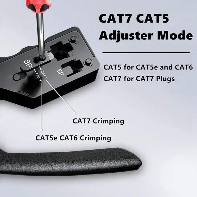 Alt view image 7 of 7 - Yankok [The Ultimate Pass Thru Crimper] Crimps RJ45 Pass Through RJ12 RJ11 Regular Network Connector and Strip Cut CAT5/5e CAT6/6a CAT7 Unshielded and Shielded Ethernet Cable Black Handle