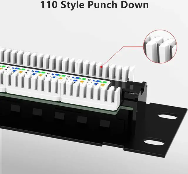 Alt view image 4 of 7 - Yankok [Cat5 Cat5e 12 Port Patch Panel] with Bracket Rack / Wall Mount 10in.x1U Unshielded Color-Coded T568A T568B Wiring (Come with Mini Punch Down Tool)