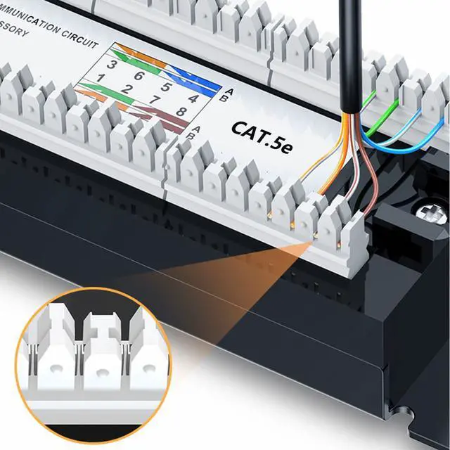 Alt view image 5 of 7 - Yankok [Cat5 Cat5e 12 Port Patch Panel] with Bracket Rack / Wall Mount 10in.x1U Unshielded Color-Coded T568A T568B Wiring (Come with Mini Punch Down Tool)