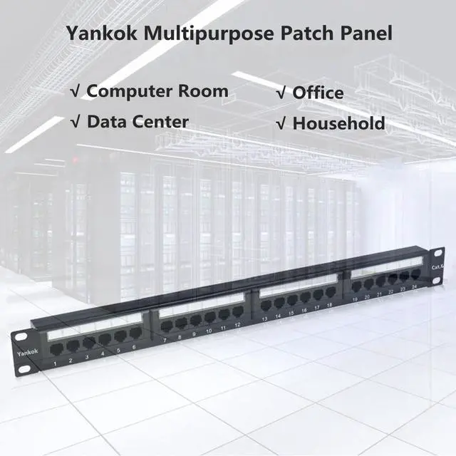 Alt view image 3 of 7 - Yankok [CAT6 24 Port Patch Panel] Supports Back CAT5/5e Rack/Wall Mount 19in.x1U Unshielded Color-Coded T568A/B Wiring (Come with Mini Punch Down Tool)