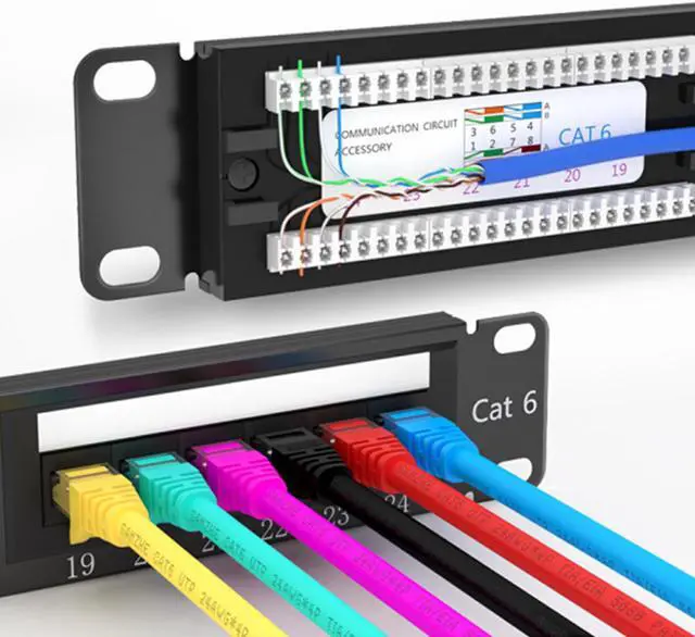 Alt view image 2 of 7 - Yankok [CAT6 24 Port Patch Panel] Supports Back CAT5/5e Rack/Wall Mount 19in.x1U Unshielded Color-Coded T568A/B Wiring (Come with Mini Punch Down Tool)