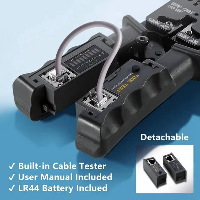 Alt view image 5 of 7 - Yankok [RJ45 RJ12 RJ11 Cable Tester Crimper] for 8P 6P 4P Network Connectors and CAT5 CAT6 Ethernet Cables Crimp Strip Cut and Test All in One