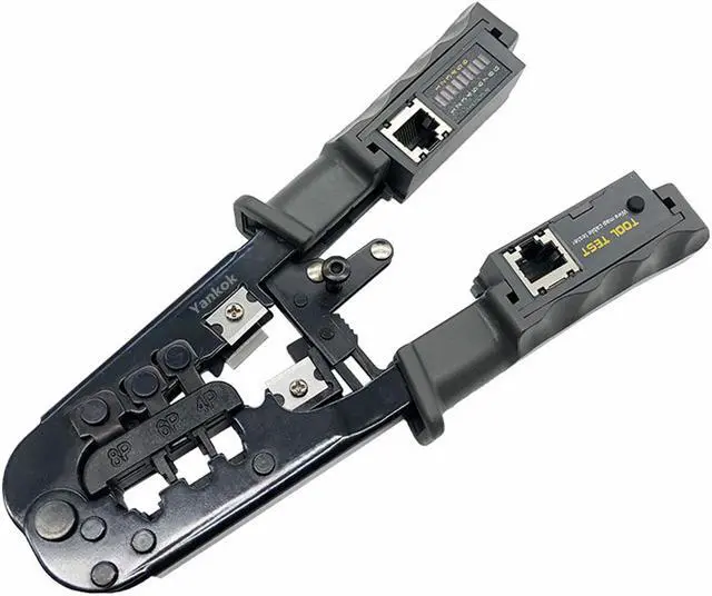 Alt view image 4 of 7 - Yankok [468ST Cable Tester Crimper] for 8P 6P 4P Network Connectors and CAT5 CAT6 Ethernet Cables RJ45 RJ12 RJ11 Crimp Strip Cut and Test All in One