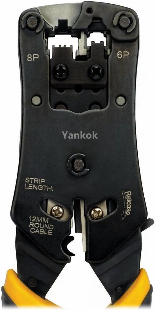 Alt view image 7 of 7 - Yankok [RJ45 RJ12 RJ11 Cable Tester Crimper] for 8P 6P 4P Network Connectors and CAT5 CAT6 Ethernet Cables Crimp Strip Cut and Test All in One HT376 Yellow Handle