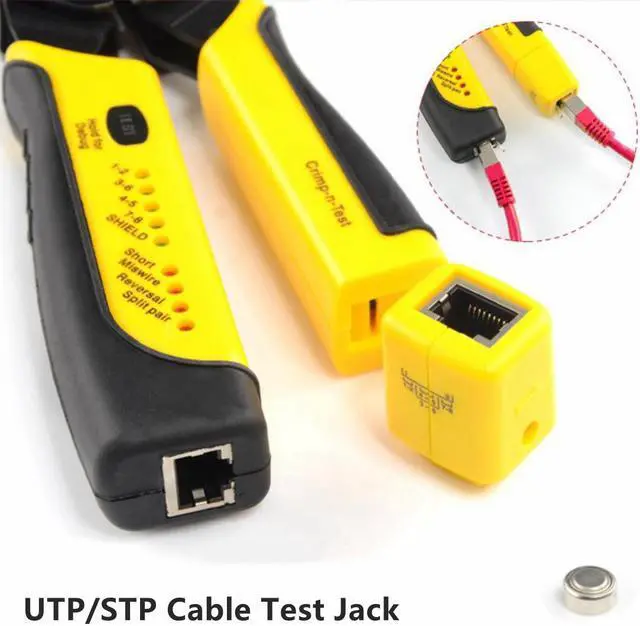 Alt view image 5 of 7 - Yankok [RJ45 RJ12 RJ11 Cable Tester Crimper] for 8P 6P 4P Network Connectors and CAT5 CAT6 Ethernet Cables Crimp Strip Cut and Test All in One HT376 Yellow Handle