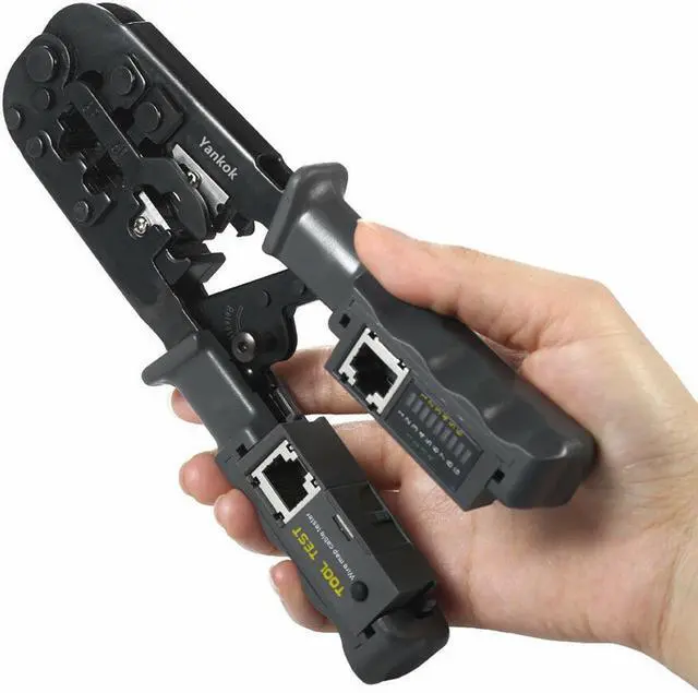 Alt view image 7 of 7 - Yankok [N5684CR Cable Tester Crimper] for RJ45 RJ12 RJ11 Network Connectors and CAT5 CAT6 Ethernet Cables 8P 6P 4P Crimp Strip Cut and Test All in One