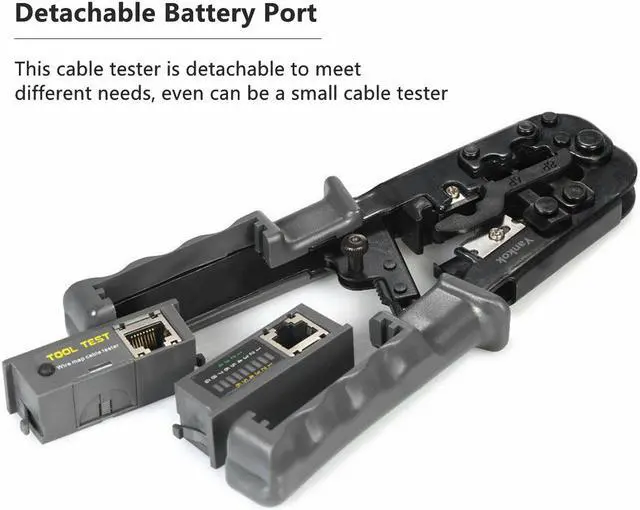 Alt view image 5 of 7 - Yankok [N5684CR Cable Tester Crimper] for RJ45 RJ12 RJ11 Network Connectors and CAT5 CAT6 Ethernet Cables 8P 6P 4P Crimp Strip Cut and Test All in One