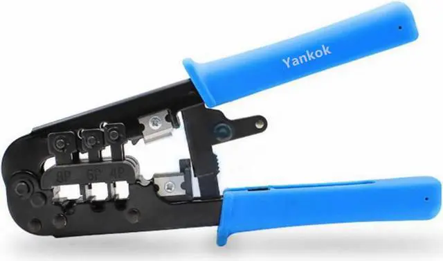 Alt view image 2 of 6 - Yankok [RJ45 RJ12 RJ11 Modular Crimper] for Cat5 Cat5e Cat6 Ethernet Cable Plugs Network Connectors Strip Cut and Crimp Tool (Ratcheting Mechanism. Easy to Storage)