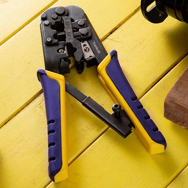 Alt view image 7 of 7 - Yankok [RJ45 RJ12 RJ11 Modular Crimper] for CAT5/5e CAT6 Network Connectors 8P/6P/4P and UTP/STP Ethernet Cables Strip Cut and Crimp Tool N5684R Purple Handle (Ratcheting Mechanism. Easy to Storage)