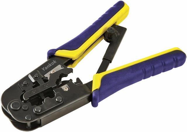 Main image of Yankok [RJ45 RJ12 RJ11 Modular Crimper] for CAT5/5e CAT6 Network Connectors 8P/6P/4P and UTP/STP Ethernet Cables Strip Cut and Crimp Tool N5684R Purple Handle (Ratcheting Mechanism. Easy to Storage)