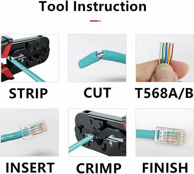 Alt view image 7 of 7 - Yankok [RJ45 RJ12 RJ11 Modular Crimper] for CAT5/5e CAT6 Network Connectors 8P/6P/4P and UTP/STP Ethernet Cables Strip Cut and Crimp Tool N5684R Red Handle (Ratcheting Mechanism. Easy to Storage)