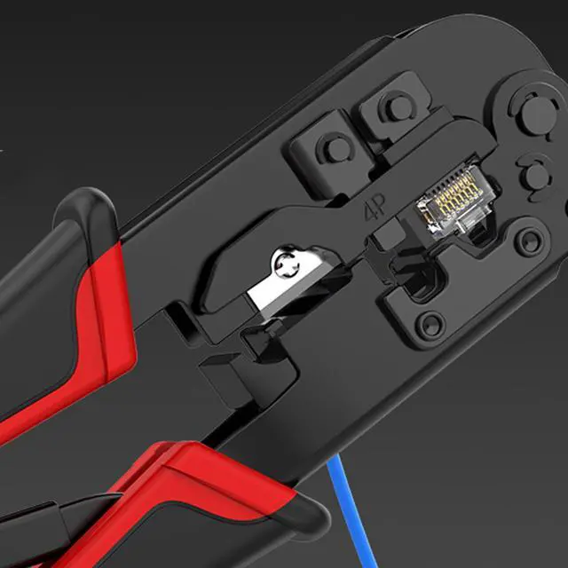 Alt view image 4 of 7 - Yankok [RJ45 RJ12 RJ11 Modular Crimper] for CAT5/5e CAT6 Network Connectors 8P/6P/4P and UTP/STP Ethernet Cables Strip Cut and Crimp Tool N5684R Red Handle (Ratcheting Mechanism. Easy to Storage)