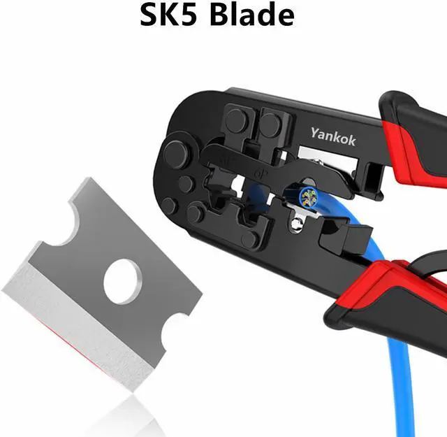 Alt view image 3 of 7 - Yankok [RJ45 RJ12 RJ11 Modular Crimper] for CAT5/5e CAT6 Network Connectors 8P/6P/4P and UTP/STP Ethernet Cables Strip Cut and Crimp Tool N5684R Red Handle (Ratcheting Mechanism. Easy to Storage)