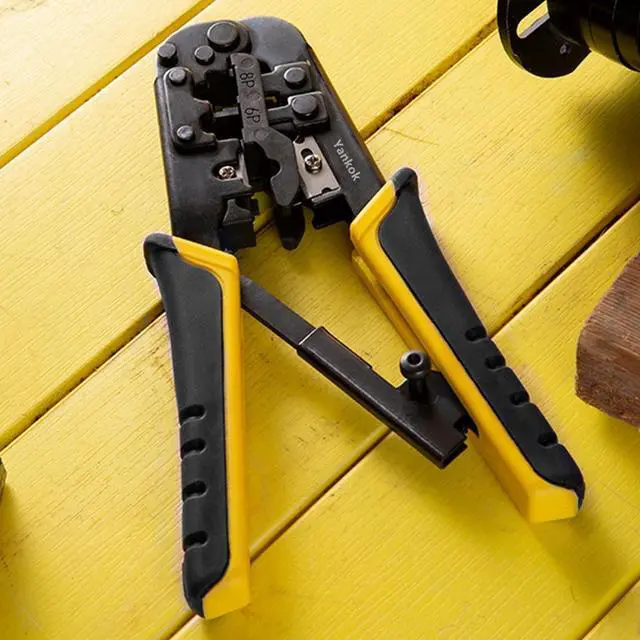 Alt view image 7 of 7 - Yankok [RJ45 RJ12 RJ11 Modular Crimper] for CAT5/5e CAT6 Network Connectors 8P/6P/4P and UTP/STP Ethernet Cables Strip Cut and Crimp Tool N5684R Black Handle (Ratcheting Mechanism. Easy to Storage)