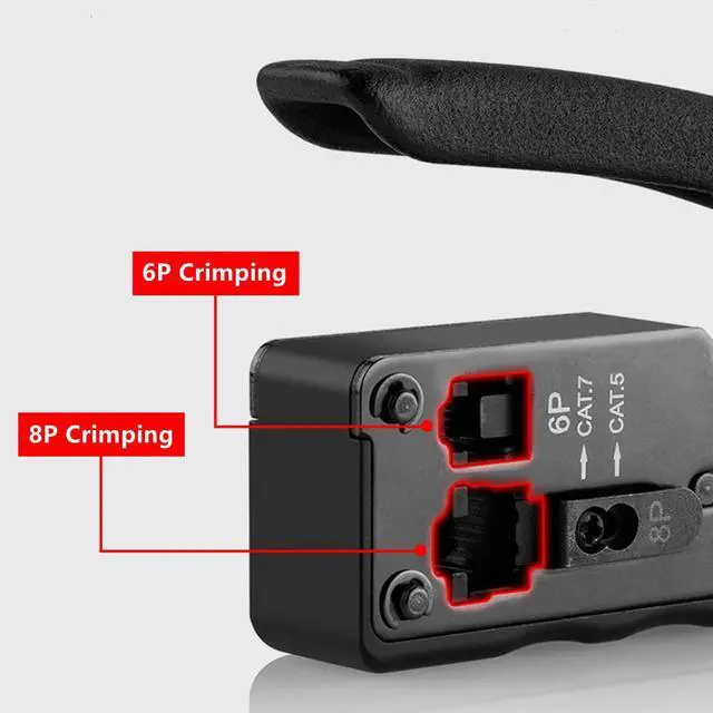 Alt view image 6 of 7 - Yankok [CAT5/5e CAT6/6a CAT7 Modular Crimper] Crimps Shielded and Unshielded RJ45 (8P8C) RJ12 (6P6C) RJ11 (6P4C) Network Connectors Ethernet Data and Telephone Jacks Matte Black