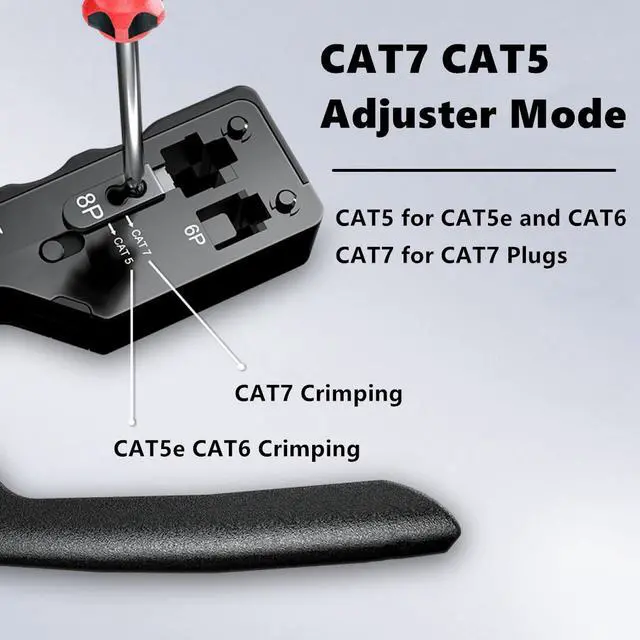 Alt view image 5 of 7 - Yankok [CAT5/5e CAT6/6a CAT7 Modular Crimper] Crimps Shielded and Unshielded RJ45 (8P8C) RJ12 (6P6C) RJ11 (6P4C) Network Connectors Ethernet Data and Telephone Jacks Black Handle